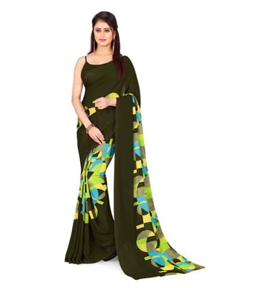 Women's Poly Georgette Printed Saree without Blouse (Multi Color)