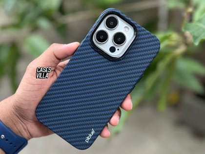 iPhone 14 Series Cover - Real Aramid Kevilar Case with Ultra Thin Carbon Fiber-iPhone 14 Pro Max / Blue