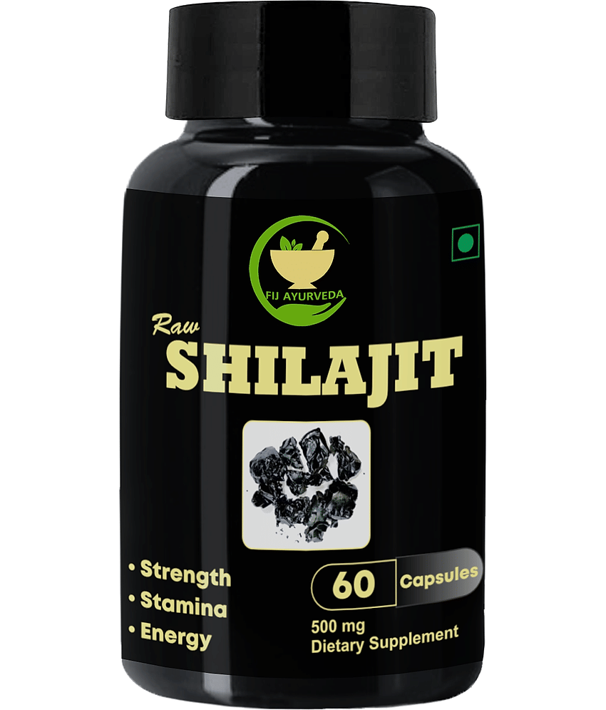FIJ AYURVEDA Raw Shilajit Capsule for Men & Women - 500mg 60 Capsules