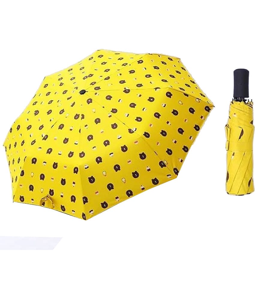 Infispace Manual Umbrella For  Boys & Girls, UV-Rays Safe 23 Inch Large Size 3-Fold Bear Print Umbrella,Pink Color Umberallas For Sun & Rain