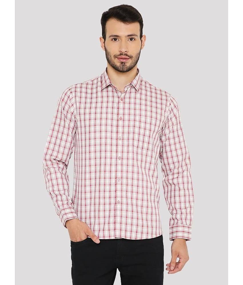 Maharaja Cotton Blend Slim Fit Checks Full Sleeves Men's Casual Shirt - Red ( Pack of 1 )