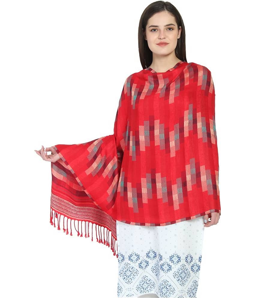 Anekaant Red Printed Viscose Shawls