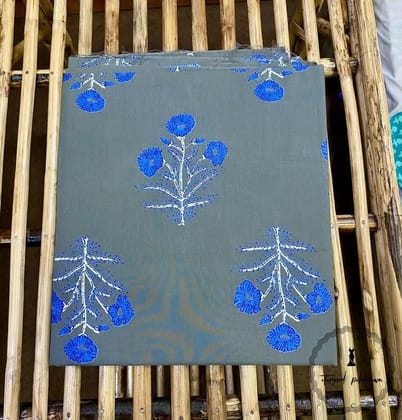 Elegant Unstitched Cotton Fabric for Kurtas-Grey