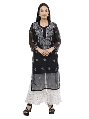 MRS RIGHT CHIKANKARI MIRROR EMBROIDERED KURTI SHARARA SET FOR WOMEN AND GIRLS