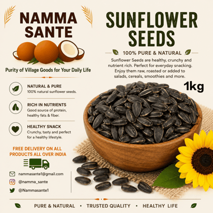 Sunflower Seeds, Suryakanthi Seeds, Black Sunflower Seeds, Premium Sunflower Seeds, Natural Sunflower Seeds 1kg