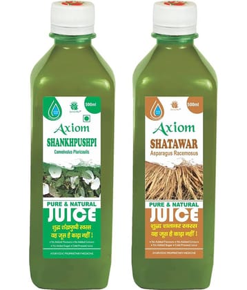 Axiom Shankhpushpi Juice 500Ml + Shatawar Juice 500Ml , Ayurvedic Juice Combo Pack