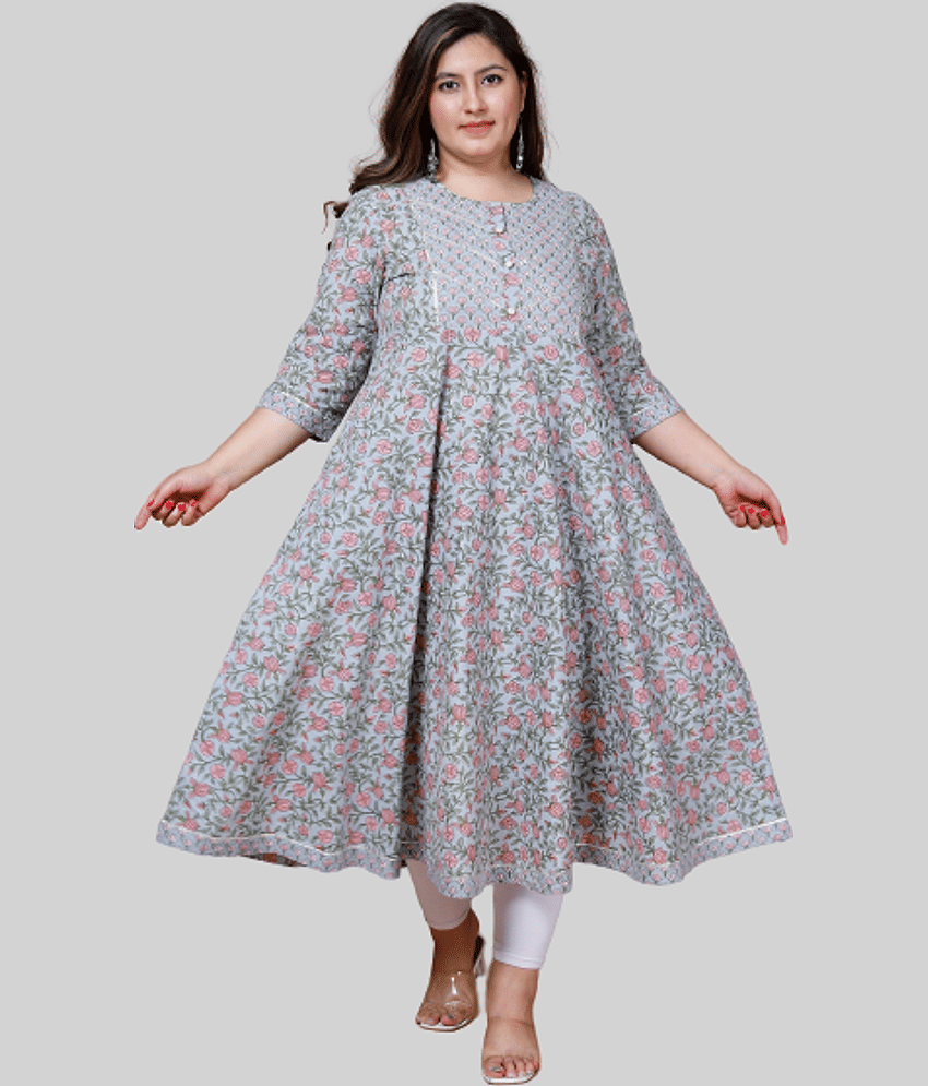 miravan - Blue Cotton Women's Flared Kurti ( Pack of 1 )