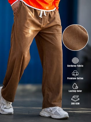 Baggy Fit Brown Corduroy Pant-30