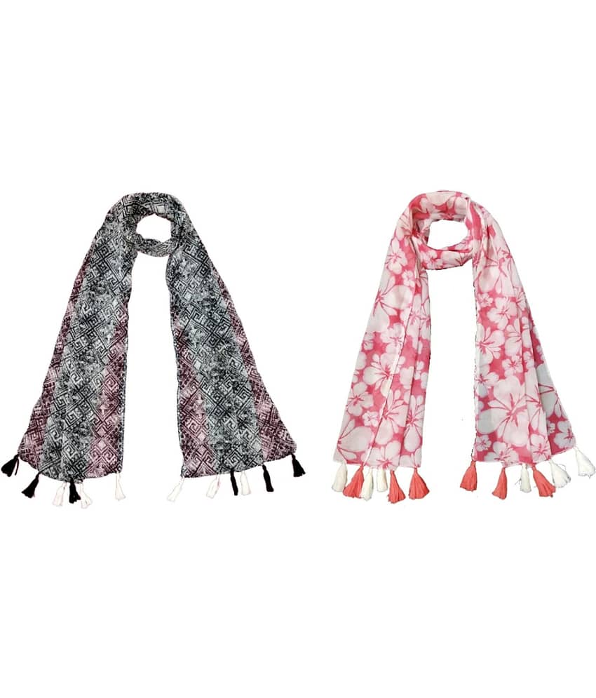 stolevilla Multi Printed Poly Cotton Yarn Stoles ( Pack of 2 )