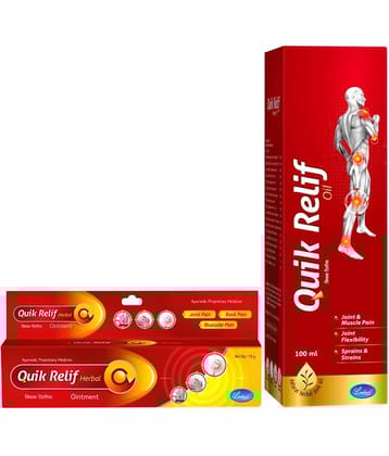 Quik Relif Pain Relief Combo 100ml Oil + 15g Ointment Effective Relief from Muscle & Joint Pain