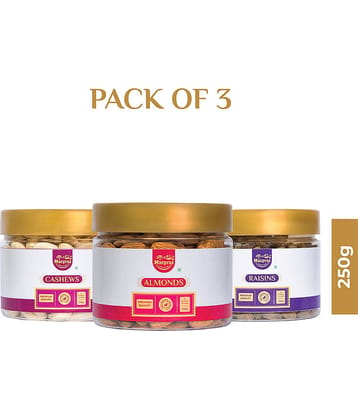 Manpras Premium Dryfruit Combo Cashew,Almond,Raisin- 250gm Each.