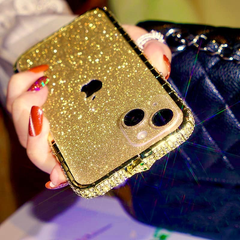 Gold Diamond Rhinestones Luxury Bumper Cover-iPhone 14