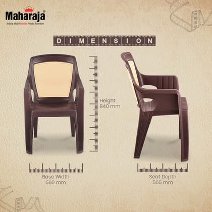 MAHARAJA Plastic Chair Set, Chair for Living Room, Home, Plastic Chair for Home with Arm Rest/Modern Stylish Design with Glossy & Matte Finish Bearing Capacity 200Kg.