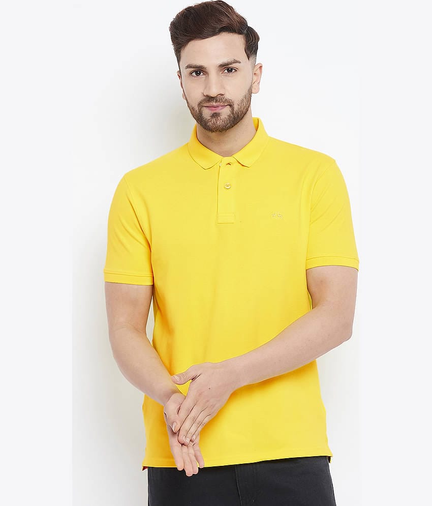 98 Degree North Pack of 1 Cotton Blend Regular Fit Solid Half Sleeves Men's Polo T Shirt ( Yellow )