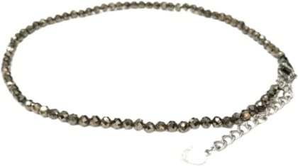Aatm Natural Pyrite Anklet for Women - Genuine Faceted Pyrite Beads with Heart Charm - Adjustable Payal for Everyday Wear and Gifting