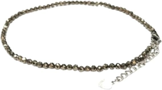 Aatm Natural Pyrite Anklet for Women - Genuine Faceted Pyrite Beads with Heart Charm - Adjustable Payal for Everyday Wear and Gifting