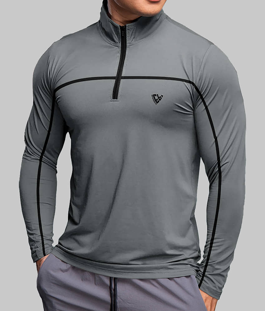 Eyebogler Polyester Regular Fit Solid Full Sleeves Men's High Neck T-Shirt - Black ( Pack of 1 )