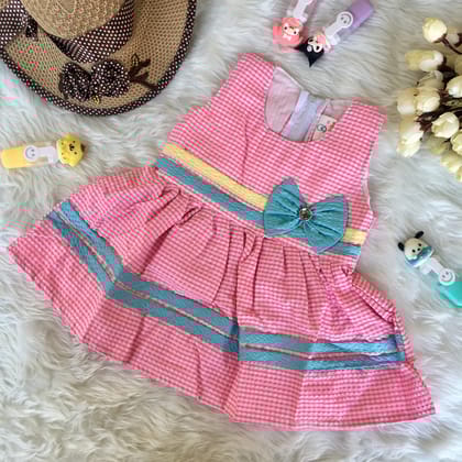Baby Frock - 1214 - Baby Pink-0 - 6 months