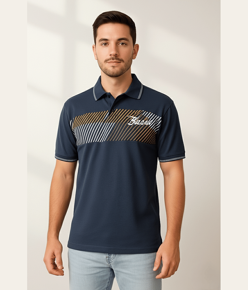 Dollar Men Cotton Regular Fit Printed Polo T Shirt ( Dark Grey )