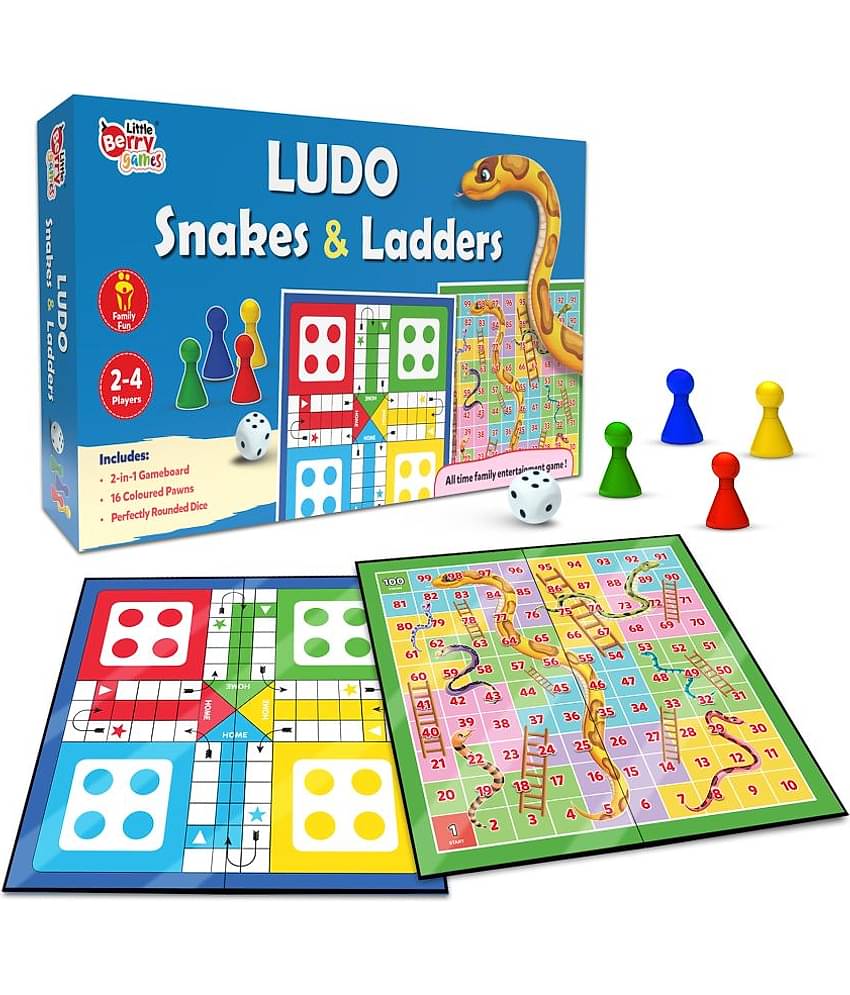 Little Berry Ludo and Snakes & Ladders Board Game Set for Kids - Multicolor
