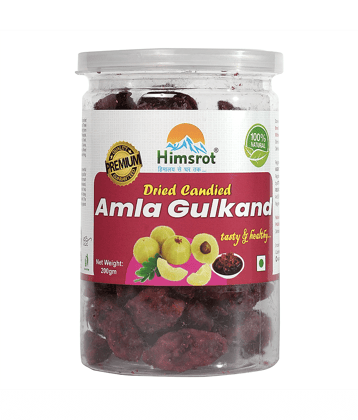 Himsrot Dried Amla Candy | Boosts Immunity and Digestion | Dry Fruit | India Gooseberry Nutrition Food from Himalayas | (200 gms Resealable Jar) (Gulkand Rose Petals)