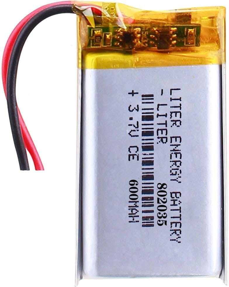 NOVEL 3.7V 600mAh Lithium Polymer Rechargeable Battery Model 802035 | Compact LiPo Battery for Bluetooth Devices, DIY Electronics and Embedded Applications