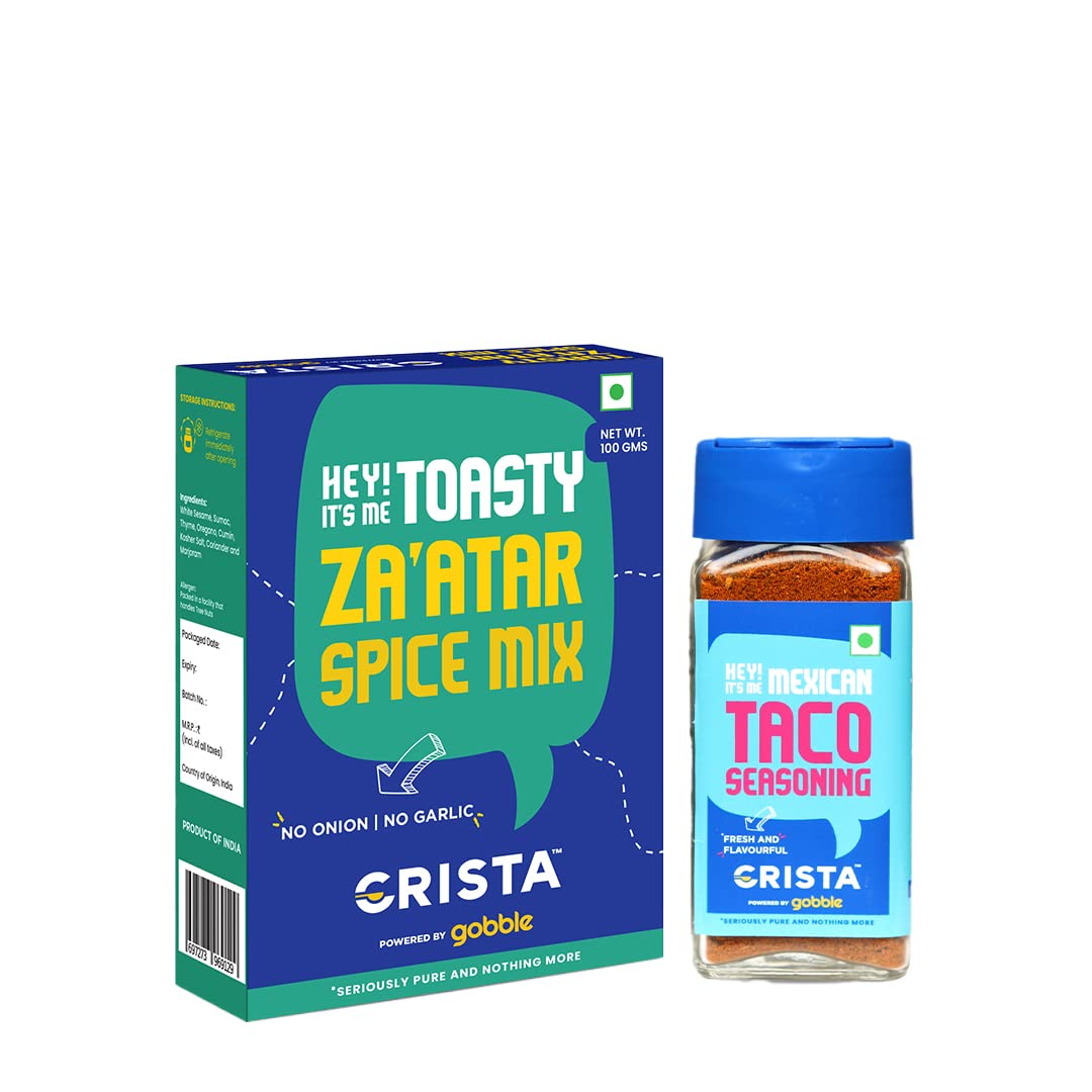 CRISTA Za'atar And Taco Seasoning Combo Pack (Za'atar Spice Mix, 100 gm & Taco Seasoning, 45 gm) - Pack of 2