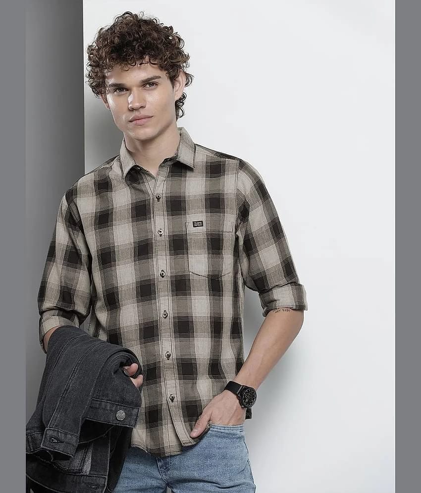 The Indian Garage Co. 100% Cotton Slim Fit Checks Full Sleeves Mens Casual Shirt - Black ( Pack of 1 ) - None