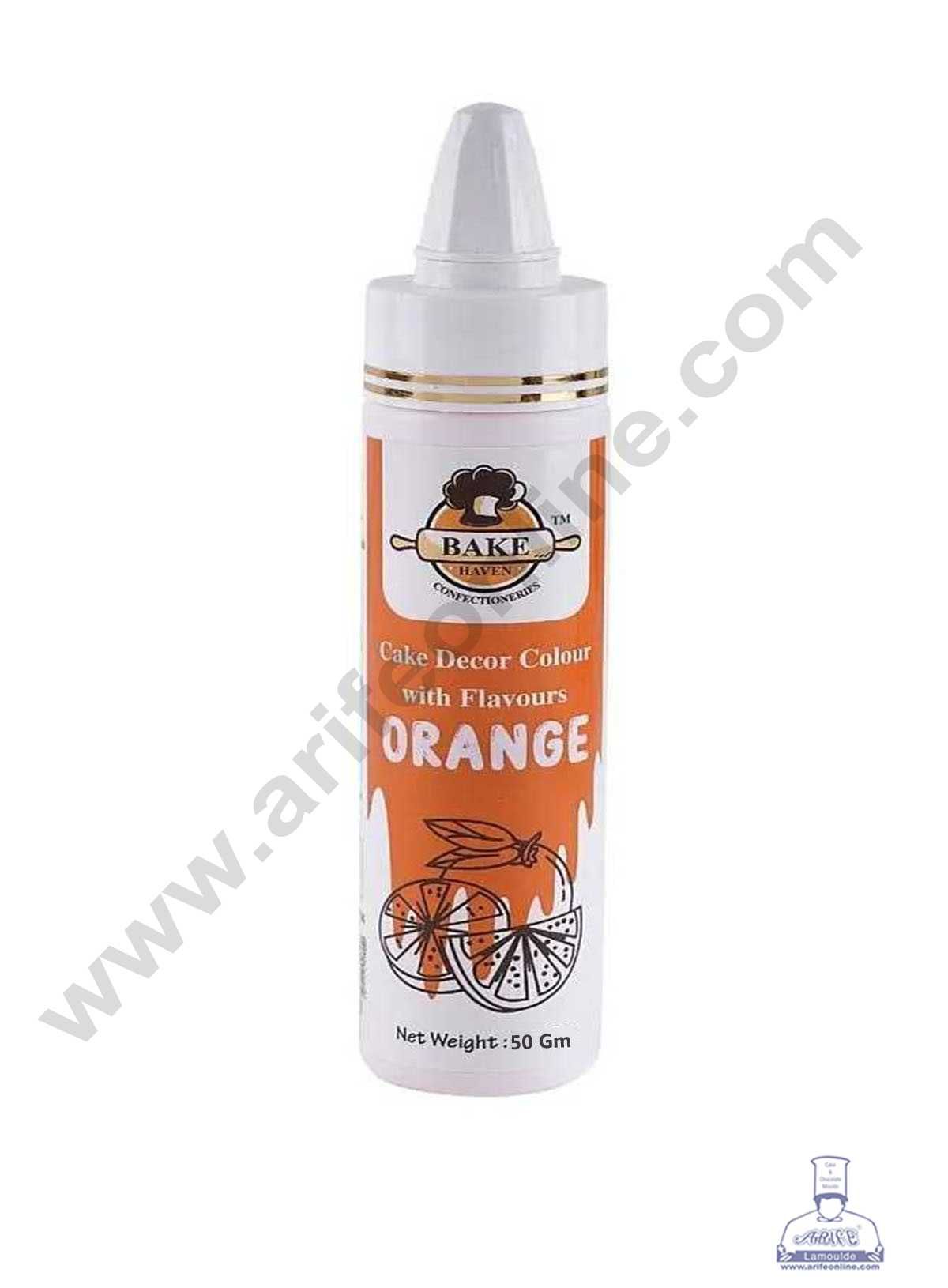 Bake Haven Edible Puff Colour Food Colour Powder Spray for Cakes Decoration - Orange (50 gm)
