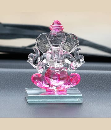 eCraftIndia Transparent & Pink Car Ganesha Showpieces