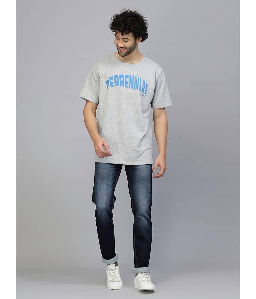 Rigo Pack of 1 100% Cotton Oversized Fit Men's T-Shirt ( Melange Grey )