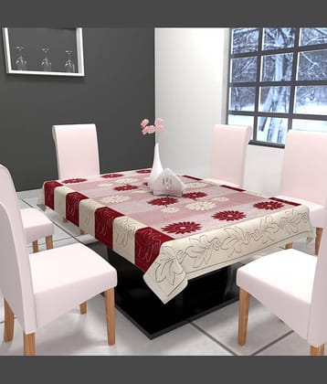 CASA FURNISHING Printed Polyester 6 Seater Rectangle Table Cover ( 228 x 152 ) cm Pack of 1 Maroon
