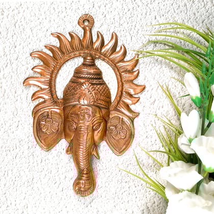 Ganesh Wall Hanging Murti | Ganesha Wall Statue With Sun - for Home Entrance & Main Door |Religoius & Spiritual Wall Art - For Puja, Living Room Decor & Gift - 12 Inch-Pack of 1