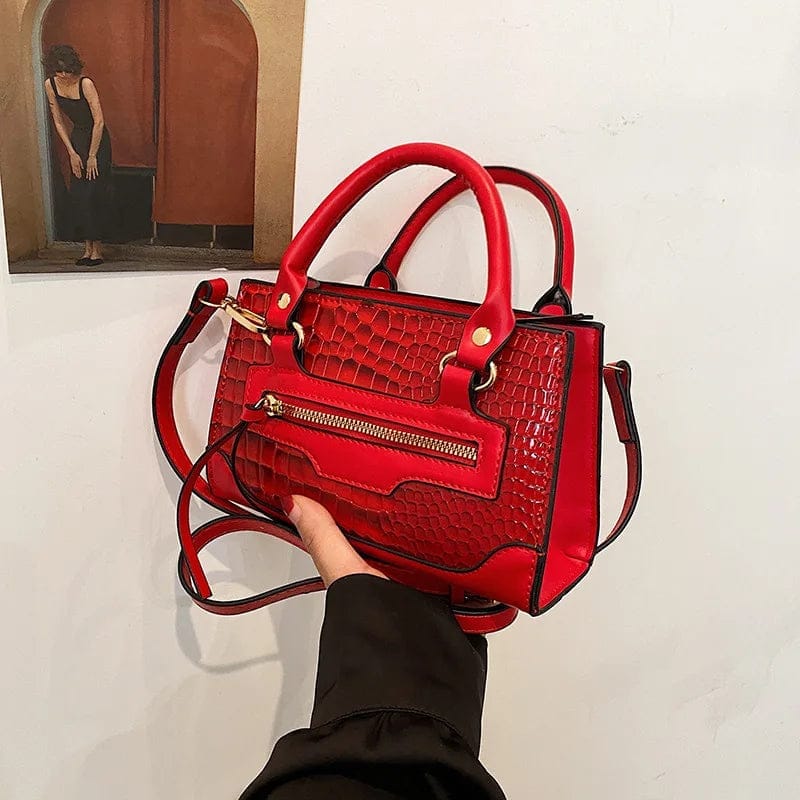 Stone Print Handbag Women Leather Tote Bag Quality Patent Crocodile Pattern Bags Women'S Brand Luxury Designer Women'S Bag