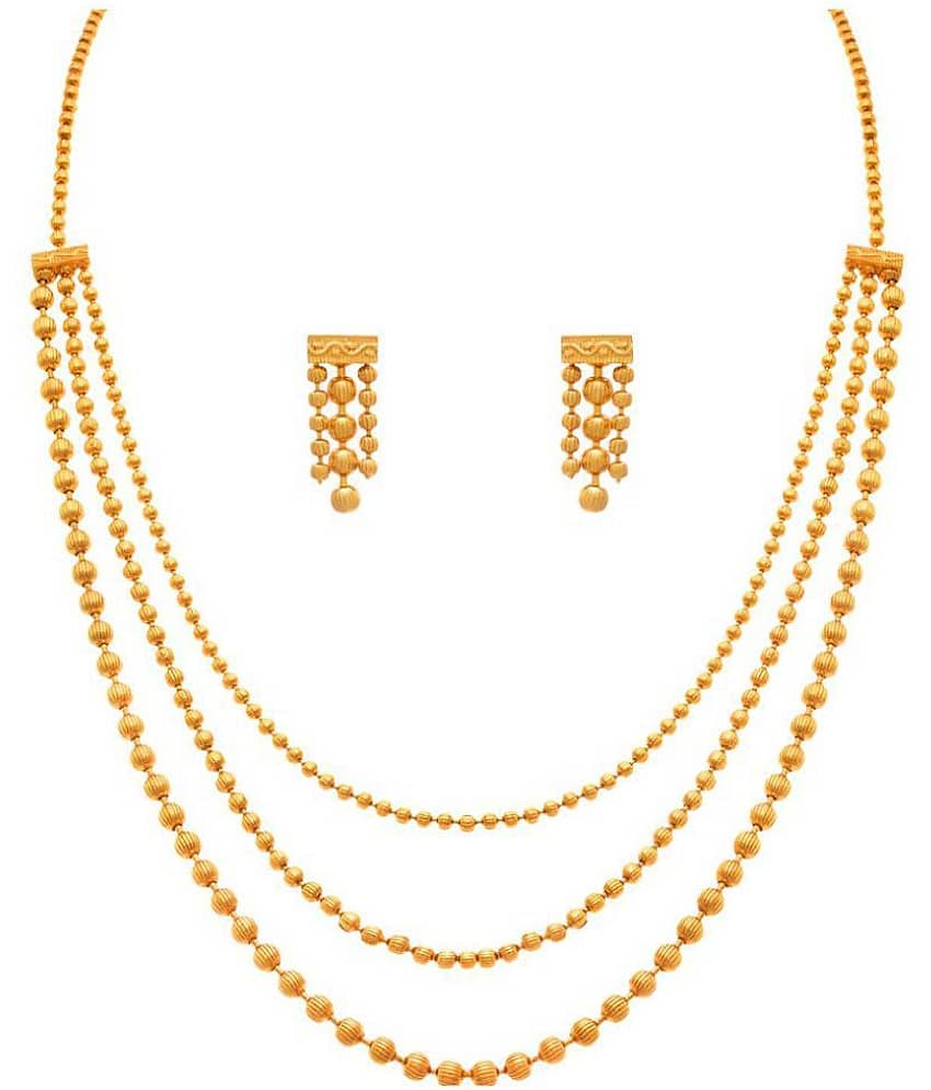 JFL - Jewellery For Less Copper Golden Traditional Gold Plated Necklaces Set