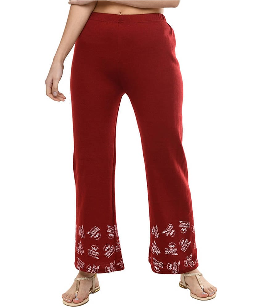 IndiWeaves Pack of 1 Woollen Straight Women's Palazzos ( Maroon )