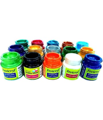 Fevicryl Acrylic Colours (15 Colours x 15 ml) DIY Paint, Rich Pigment, Non-Craking Paint for Canvas, Wood, Leather, Earthenware, Metal