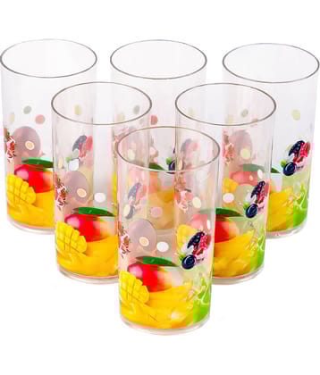 HomePro CLASSIC PRINTED Plastic Glasses Set 300 ml ( Pack of 6 )