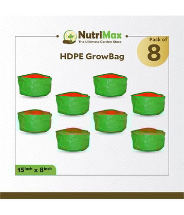 Nutrimax 200 GSM HDPE Grow Bags 15 inch x 8 inch Pack of 8 Outdoor Plant Bag