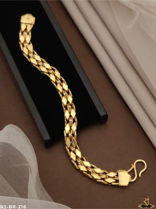 2 Line Kajukatri Design Gold Pleted Men’s Bracelet BR-216