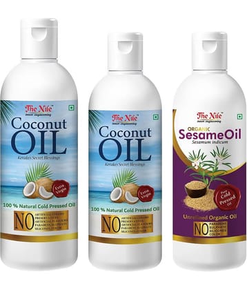 The Nile Coconut Oil 150 Ml + 100 ML (250 Ml) + Sesame Oil 100 Ml 350 mL Pack of 3