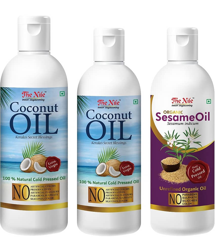 The Nile Coconut Oil 150 Ml + 100 ML (250 Ml) + Sesame Oil 100 Ml 350 mL Pack of 3