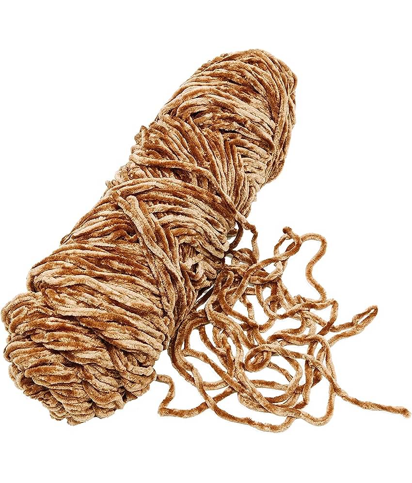 PRANSUNITA Softee Chunky Super Bulky Knitting Yarn for Hand DIY Bag Blanket Cushion Crocheting Projects 100 GMS (LIGHT BROWN)