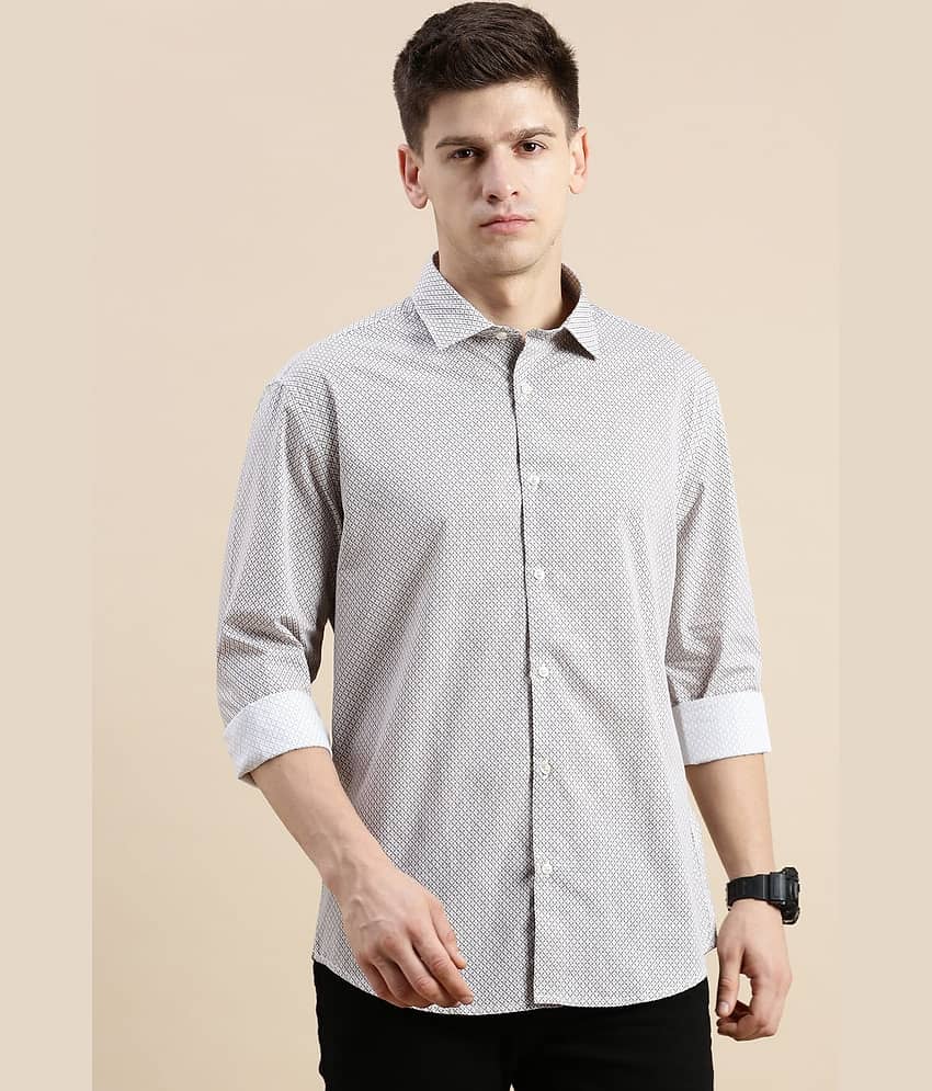 Showoff Cotton Blend Regular Fit Printed Full Sleeves Men's Casual Shirt - Off White ( Pack of 1 )
