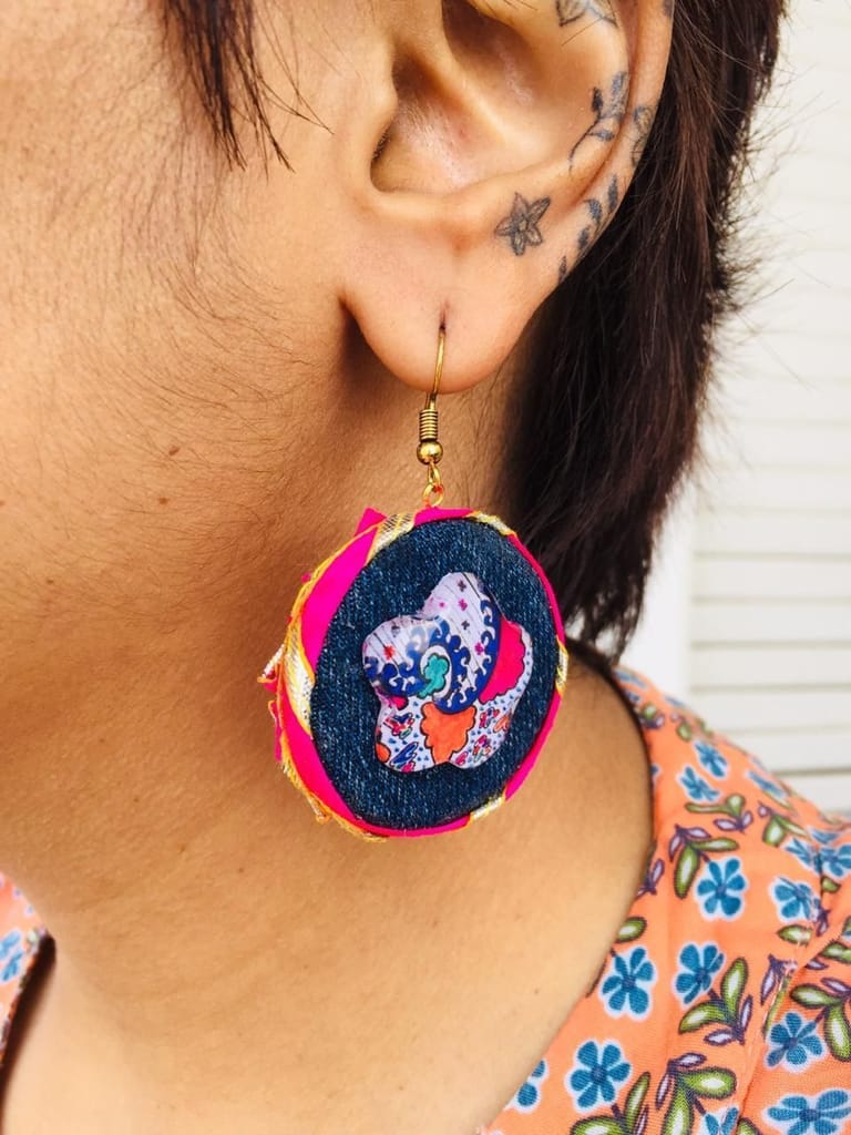 DENIM GLASS EARRING - PINK GOTTA