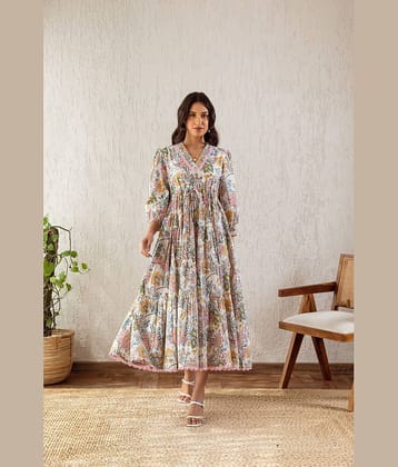 Sheetal associates Women Crepe Printed Fit & Flare Dress ( Multicolor )