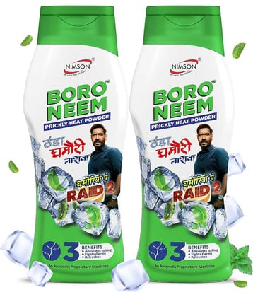 Nimson Boro Neem Cool Talcum Ghamori Nashak Prickly Heat Talc 600 gm Pack of 2