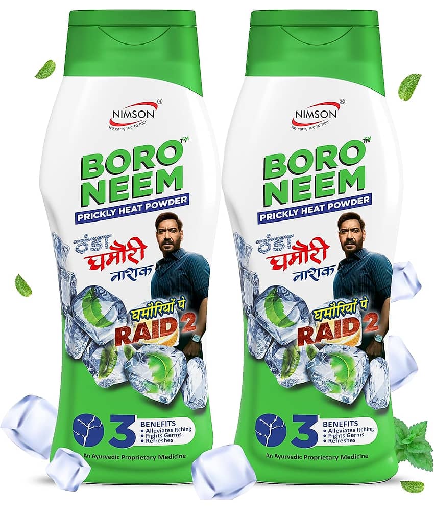 Nimson Boro Neem Cool Talcum Ghamori Nashak Prickly Heat Talc 600 gm Pack of 2