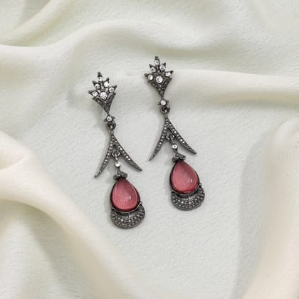 Pink Color Fashion Earrings Featuring Delicate Charm And Feminine Style-Earring Length: 6.50 CM x Width: 2.00 CM / Pink / Alloy With Good Quality Silver Plated