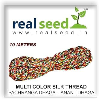 REAL SEED Religious Silk Thread Pachranga Dhaga (Multicolour, 10 m)